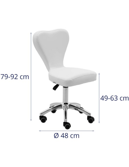 Kosmetinė pasukama kėdė su atlošu ant ratukų 49-63 cm PULLY - balta Kosmetinė pasukama kėdė su atlošu ant ratukų 49-63 cm PULLY - balta