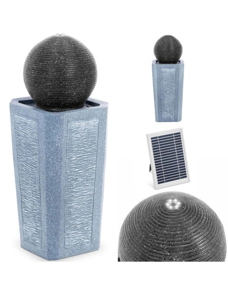 Saulės sodo kaskadinis fontanas su LED apšvietimo kamuoliuku ant kolonos 3 W Saulės sodo kaskadinis fontanas su LED apšvietimo kamuoliuku ant kolonos 3 W