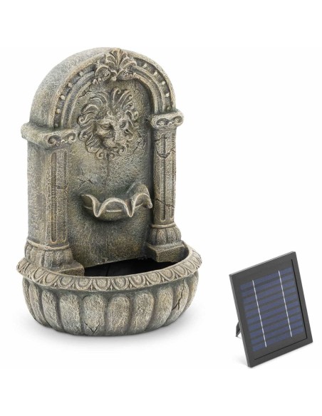 Saulės sodo sieninis kaskadinis fontanas su LED apšvietimu liūto galvute 2 W