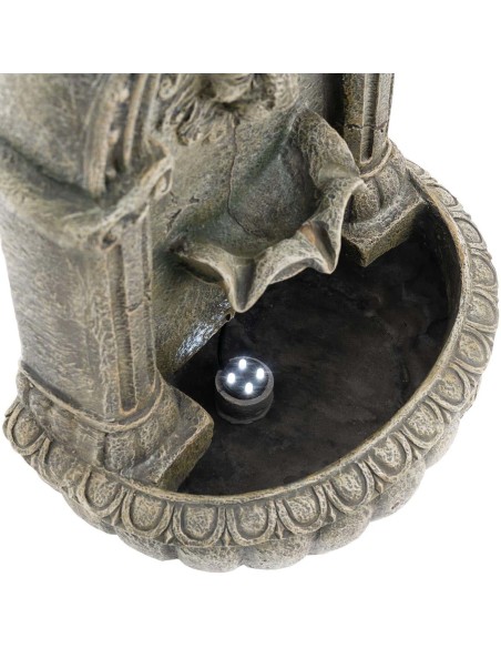 Saulės sodo sieninis kaskadinis fontanas su LED apšvietimu liūto galvute 2 W