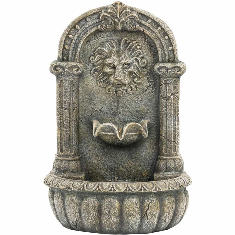 Saulės sodo sieninis kaskadinis fontanas su LED apšvietimu liūto galvute 2 W