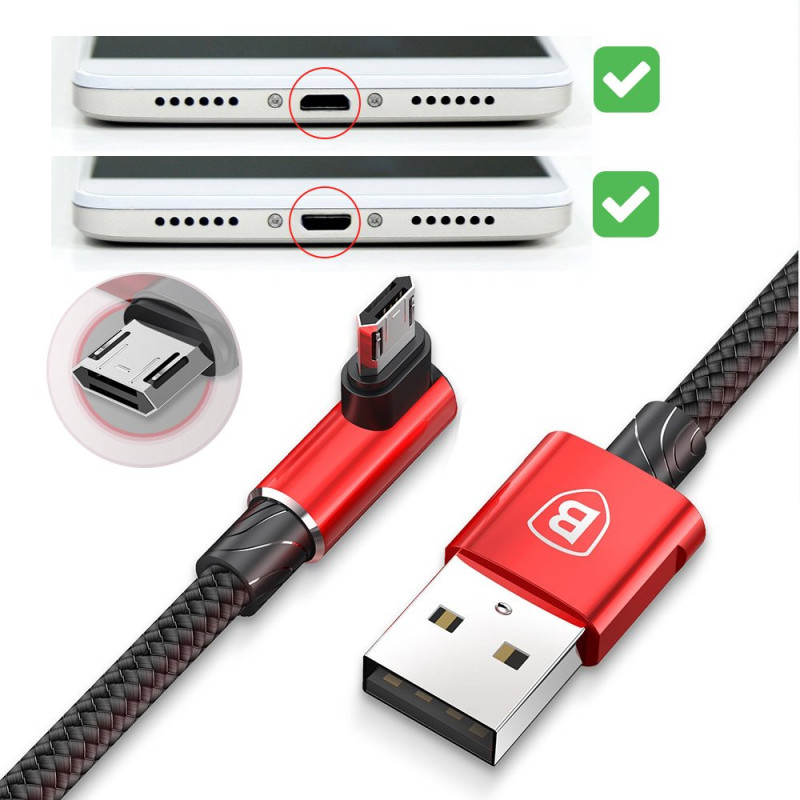 MVP kampuotas dvipusis laidas su šoniniu microUSB kištuku 2m 1.5A juodas