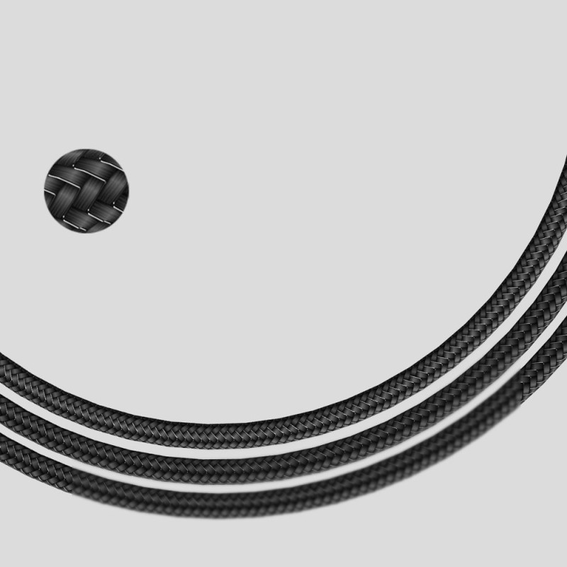MVP kampuotas dvipusis laidas su šoniniu microUSB kištuku 2m 1.5A juodas