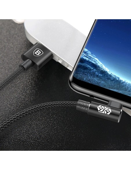 MVP kampuotas dvipusis laidas su šoniniu microUSB kištuku 2m 1.5A juodas MVP kampuotas dvipusis laidas su šoniniu microUSB kištuku 2m 1.5A juodas