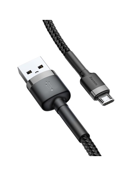 Patvarus lankstus kabelis USB microUSB 1.5A 2M juodai pilkas Patvarus lankstus kabelis USB microUSB 1.5A 2M juodai pilkas
