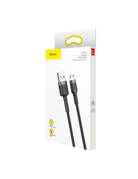 Patvarus lankstus kabelis USB microUSB 1.5A 2M juodai pilkas Patvarus lankstus kabelis USB microUSB 1.5A 2M juodai pilkas
