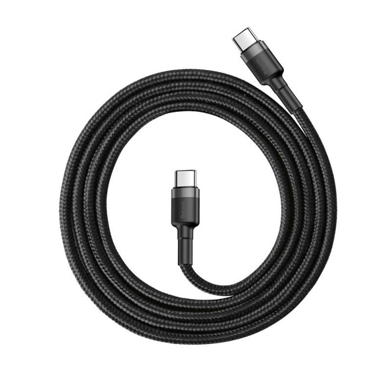 Patvarus lankstus kabelis USB-C PD PD 2.0 Laidas 60W 20V 3A QC3.0 1M juodai pilkas