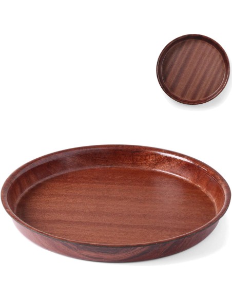 Gilus medinis neslystantis padavėjo padėklas su apvadu - apvalus sk. 42 cm