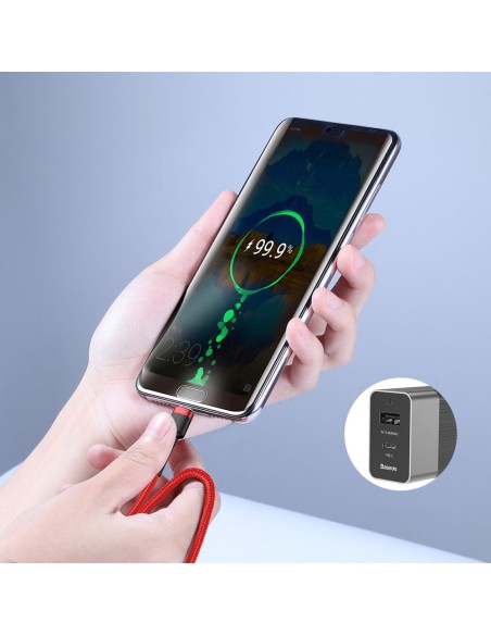 Patvarus lankstus kabelis USB-C PD PD 2.0 Laidas 60W 20V 3A QC3.0 1M juodai pilkas Patvarus lankstus kabelis USB-C PD PD 2.0 Laidas 60W 20V 3A QC3.0 1M juodai pilkas