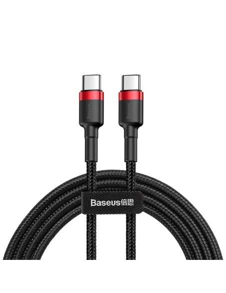 Patvarus lankstus kabelis USB-C PD PD 2.0 laidas 60W 20V 3A QC3.0 2M juoda ir raudona Patvarus lankstus kabelis USB-C PD PD 2.0 laidas 60W 20V 3A QC3.0 2M juoda ir raudona
