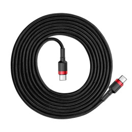 Patvarus lankstus kabelis USB-C PD PD 2.0 laidas 60W 20V 3A QC3.0 2M juoda ir raudona