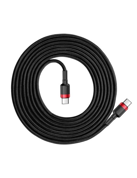Patvarus lankstus kabelis USB-C PD PD 2.0 laidas 60W 20V 3A QC3.0 2M juoda ir raudona Patvarus lankstus kabelis USB-C PD PD 2.0 laidas 60W 20V 3A QC3.0 2M juoda ir raudona