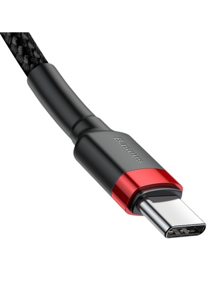 Patvarus lankstus kabelis USB-C PD PD 2.0 laidas 60W 20V 3A QC3.0 2M juoda ir raudona Patvarus lankstus kabelis USB-C PD PD 2.0 laidas 60W 20V 3A QC3.0 2M juoda ir raudona