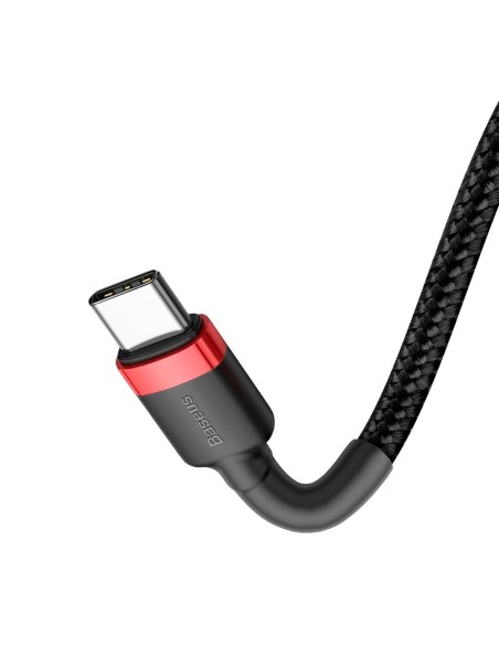 Patvarus lankstus kabelis USB-C PD PD 2.0 laidas 60W 20V 3A QC3.0 2M juoda ir raudona Patvarus lankstus kabelis USB-C PD PD 2.0 laidas 60W 20V 3A QC3.0 2M juoda ir raudona