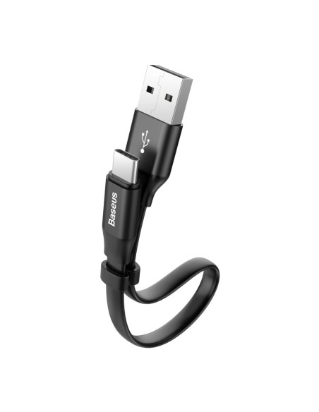 Plokščias USB laidas USB-C su laikikliu 2A 23cm juodas