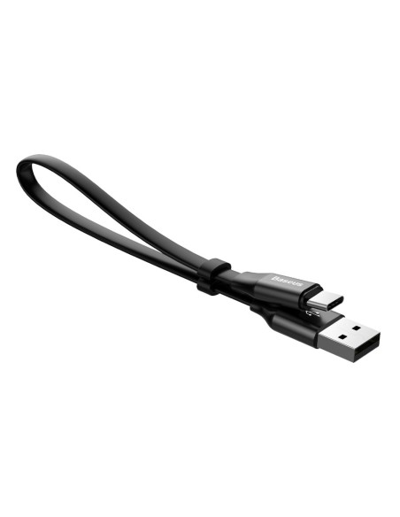 Plokščias USB laidas USB-C su laikikliu 2A 23cm juodas