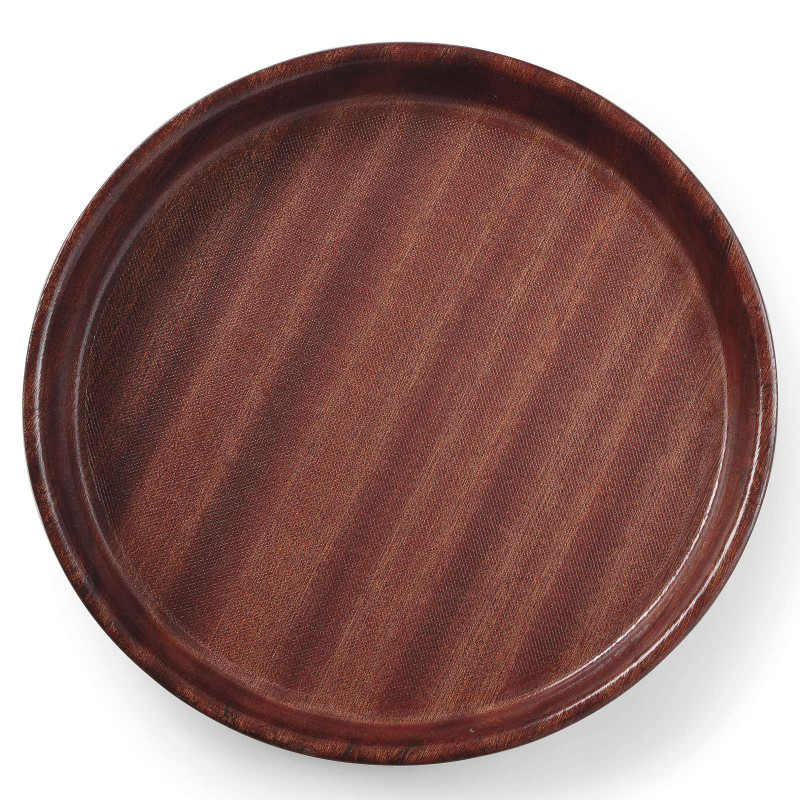 Gilus medinis neslystantis padavėjo padėklas su apvadu - apvalus sk. 42 cm