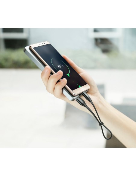 Plokščias USB laidas USB-C su laikikliu 2A 23cm juodas