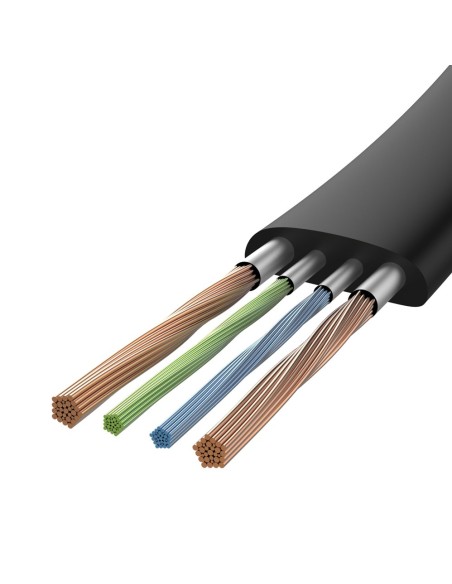 Plokščias USB laidas USB-C su laikikliu 2A 23cm juodas