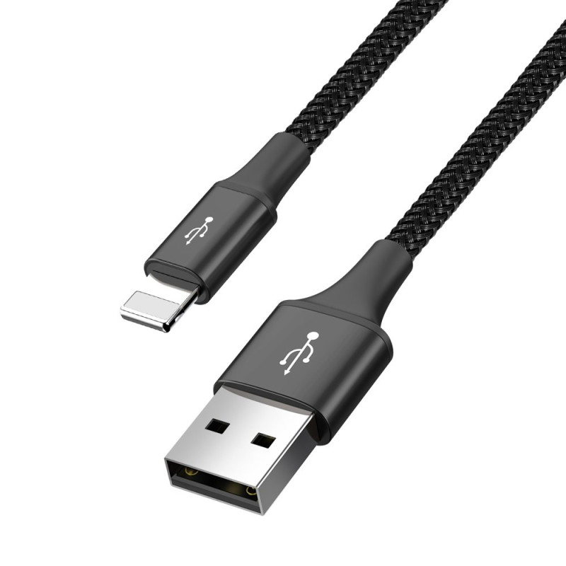 Kabelis USB laidas 4in1 2 x Iphone Lightning USB-C microUSB nailono pynėje 3,5A 1,2m juodas