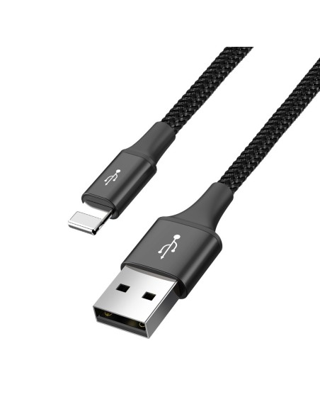Kabelis USB laidas 4in1 iPhone Lightning 2 x USB-C microUSB nailono pynėje 3,5A 1,2m juodas