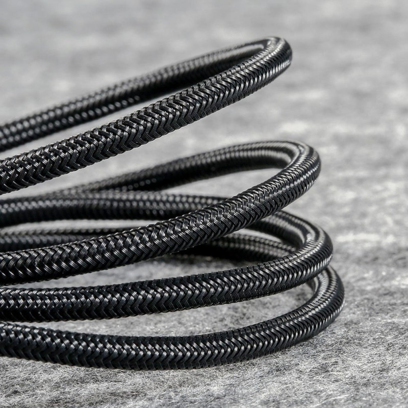 Kabelis USB laidas 4in1 iPhone Lightning 2 x USB-C microUSB nailono pynėje 3,5A 1,2m juodas