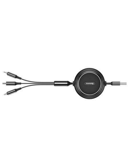 Išplečiamas laidas 3in1 USB microUSB iPhone Lightning USB-C 3.5A 35cm 120cm juodas