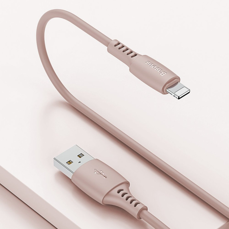 Kabelis USB laidas Iphone Lightning 2.4A 1.2m rožinis