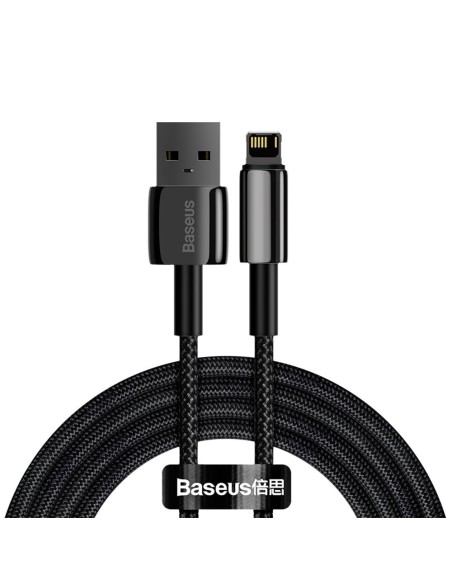 Tvirtas kabelis pintas USB laidas Iphone Lightning 2.4 A 2 m juodas Tvirtas kabelis pintas USB laidas Iphone Lightning 2.4 A 2 m juodas