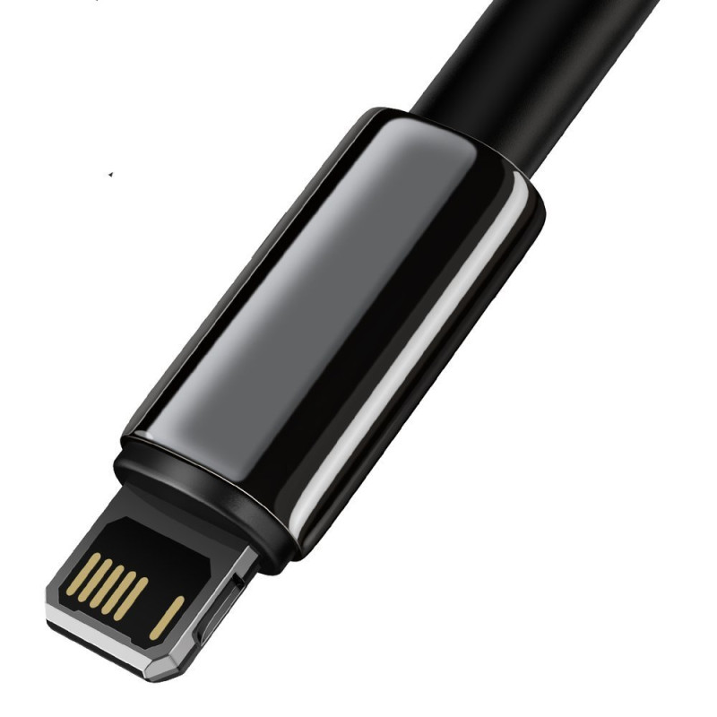 Tvirtas kabelis pintas USB laidas Iphone Lightning 2.4 A 2 m juodas
