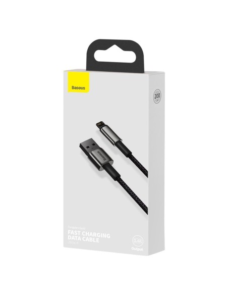 Tvirtas kabelis pintas USB laidas Iphone Lightning 2.4 A 2 m juodas Tvirtas kabelis pintas USB laidas Iphone Lightning 2.4 A 2 m juodas