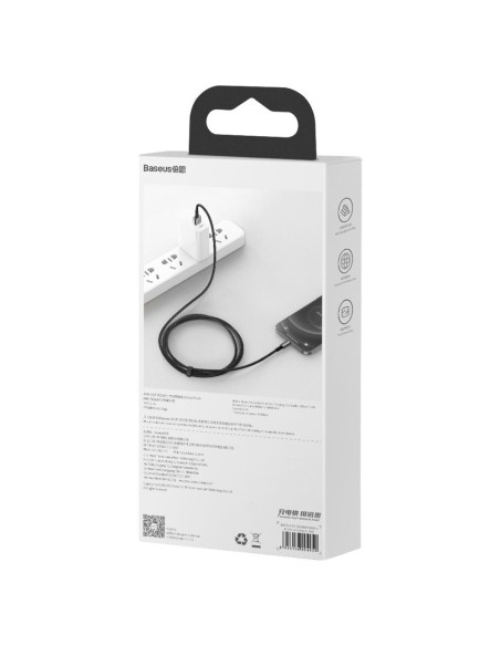 Tvirtas kabelis pintas USB laidas Iphone Lightning 2.4 A 2 m juodas Tvirtas kabelis pintas USB laidas Iphone Lightning 2.4 A 2 m juodas