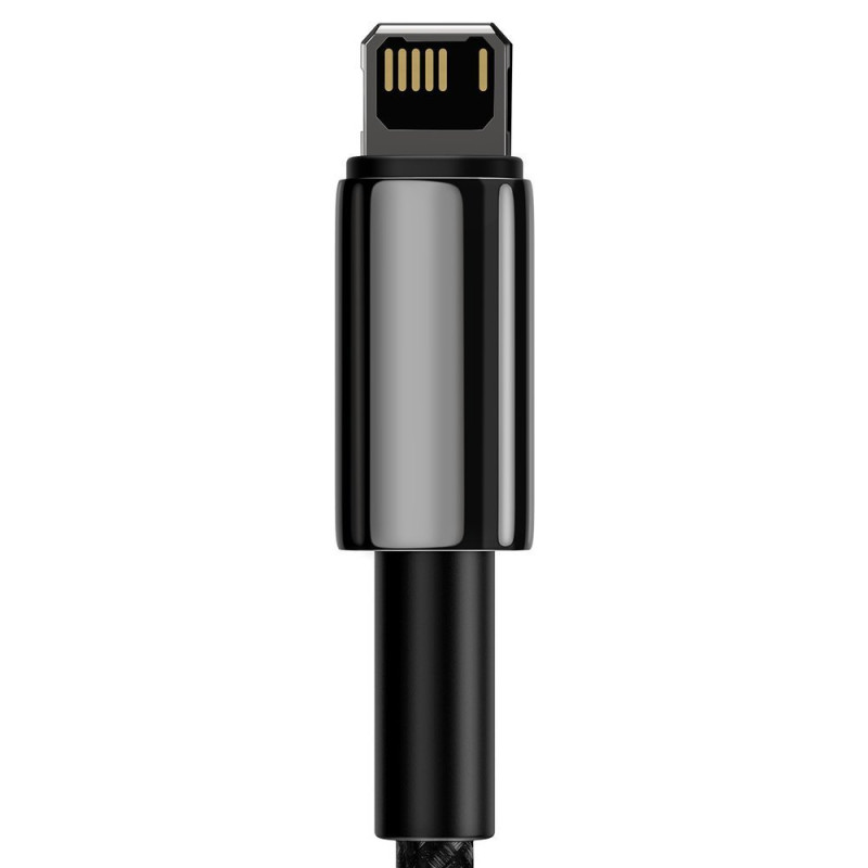 Tvirtas kabelis pintas USB laidas Iphone Lightning 2.4 A 2 m juodas