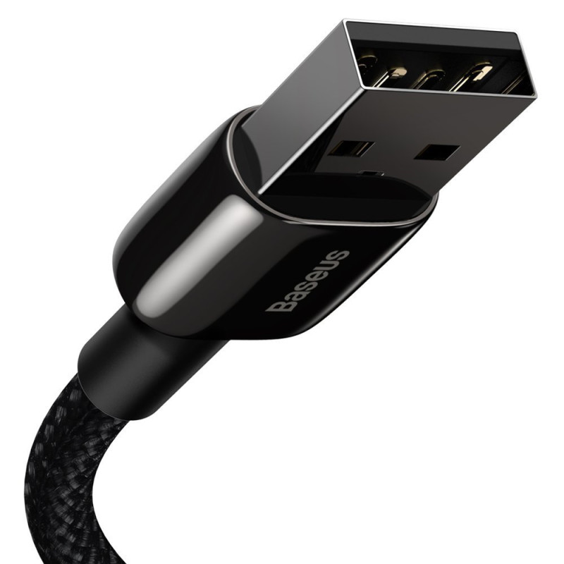 Tvirtas kabelis pintas USB laidas Iphone Lightning 2.4 A 2 m juodas