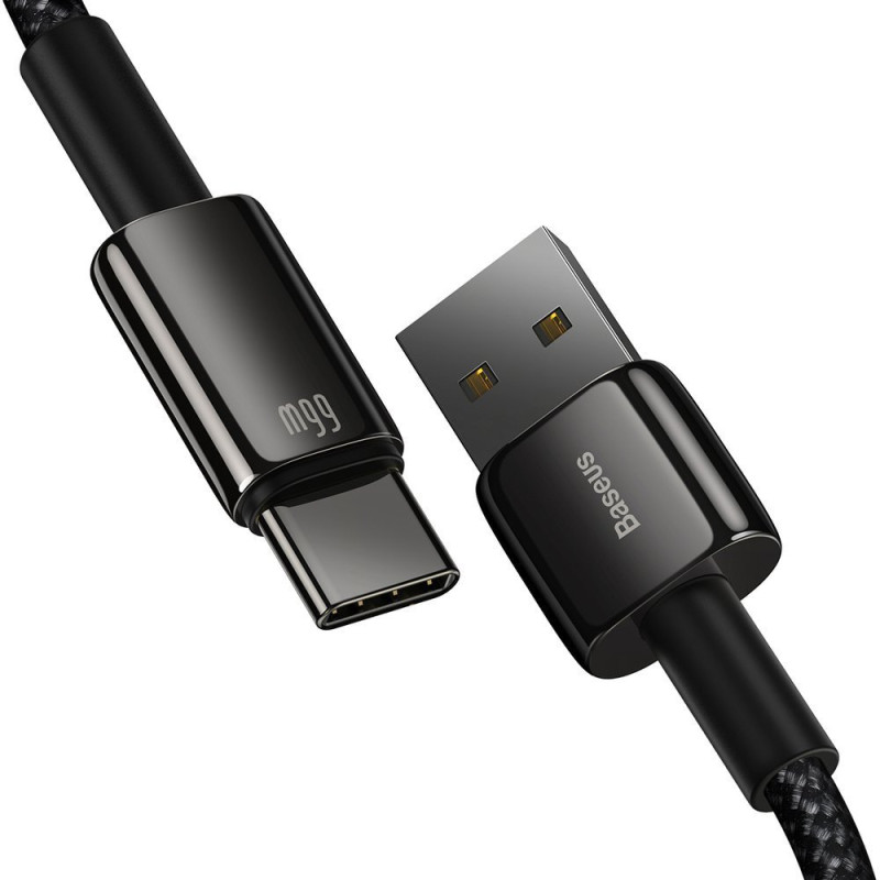 Tvirtas pintas kabelis USB USB-C 66 W 2m juodas