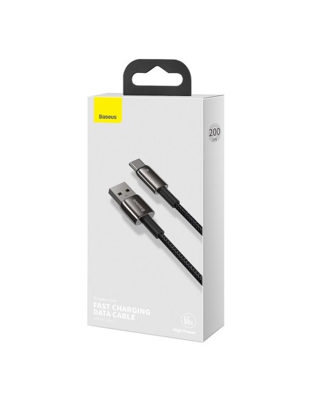 Tvirtas pintas kabelis USB USB-C 66 W 2m juodas Tvirtas pintas kabelis USB USB-C 66 W 2m juodas