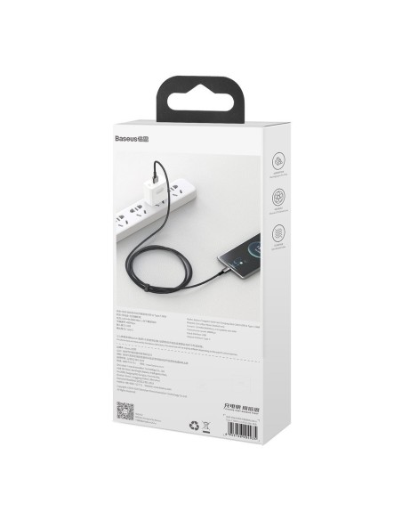 Tvirtas pintas kabelis USB USB-C 66 W 2m juodas Tvirtas pintas kabelis USB USB-C 66 W 2m juodas