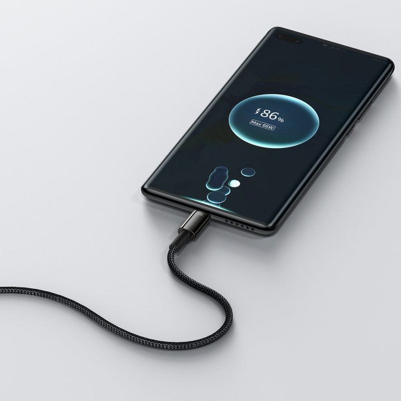 Tvirtas pintas kabelis USB USB-C 66 W 2m juodas