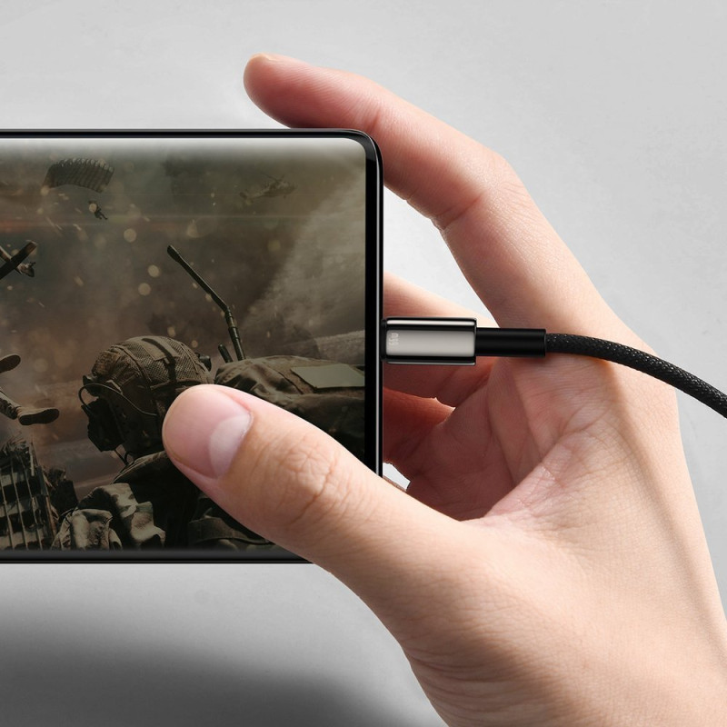 Tvirtas pintas kabelis USB USB-C 66 W 2m juodas