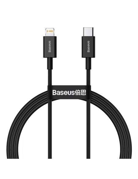 Puikus kabelis USB-C laidas iPhone Lightning greitam įkrovimui 20W 1m juodas Puikus kabelis USB-C laidas iPhone Lightning greitam įkrovimui 20W 1m juodas