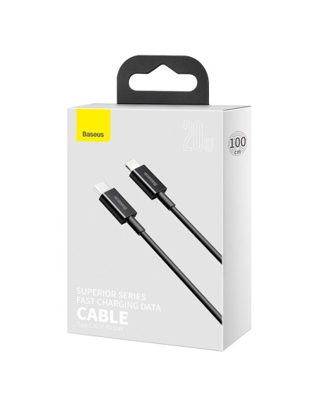 Puikus kabelis USB-C laidas iPhone Lightning greitam įkrovimui 20W 1m juodas Puikus kabelis USB-C laidas iPhone Lightning greitam įkrovimui 20W 1m juodas