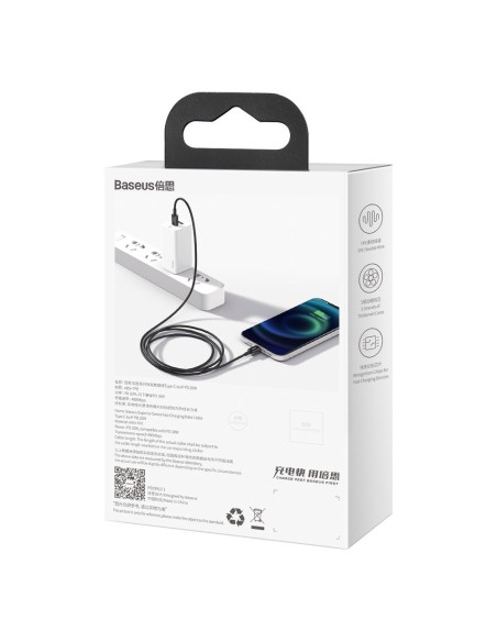 Puikus kabelis USB-C laidas iPhone Lightning greitam įkrovimui 20W 1m juodas Puikus kabelis USB-C laidas iPhone Lightning greitam įkrovimui 20W 1m juodas