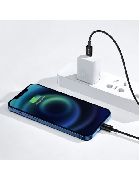 Puikus kabelis USB-C laidas iPhone Lightning greitam įkrovimui 20W 1m juodas Puikus kabelis USB-C laidas iPhone Lightning greitam įkrovimui 20W 1m juodas