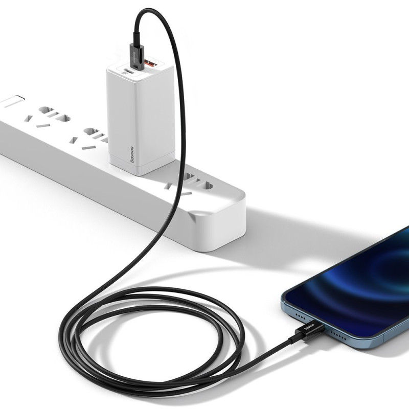Puikus kabelis USB-C laidas iPhone Lightning greitam įkrovimui 20W 1m juodas