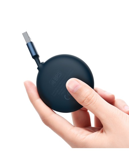 Ištraukiamas laidas 3in1 USB microUSB USB-C iPhone Lightning 66W 1,2m mėlynas Ištraukiamas laidas 3in1 USB microUSB USB-C iPhone Lightning 66W 1,2m mėlynas