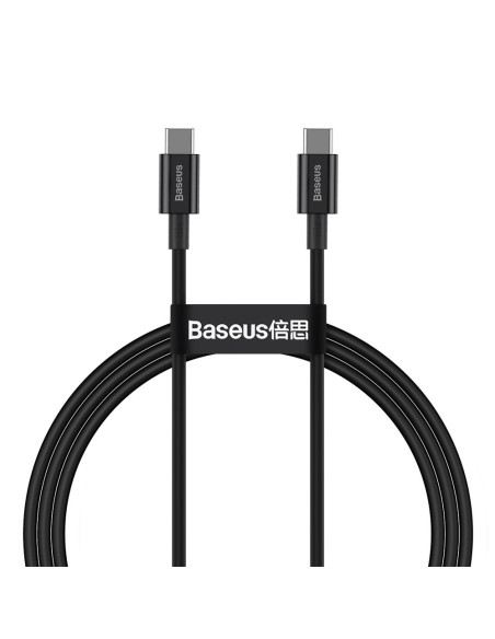 Puikus kabelis USB-C USB-C greito įkrovimo FCP 100W 5A 20V 1m juodas Puikus kabelis USB-C USB-C greito įkrovimo FCP 100W 5A 20V 1m juodas