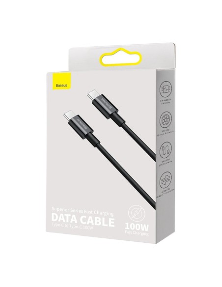 Puikus kabelis USB-C USB-C greito įkrovimo FCP 100W 5A 20V 1m juodas Puikus kabelis USB-C USB-C greito įkrovimo FCP 100W 5A 20V 1m juodas