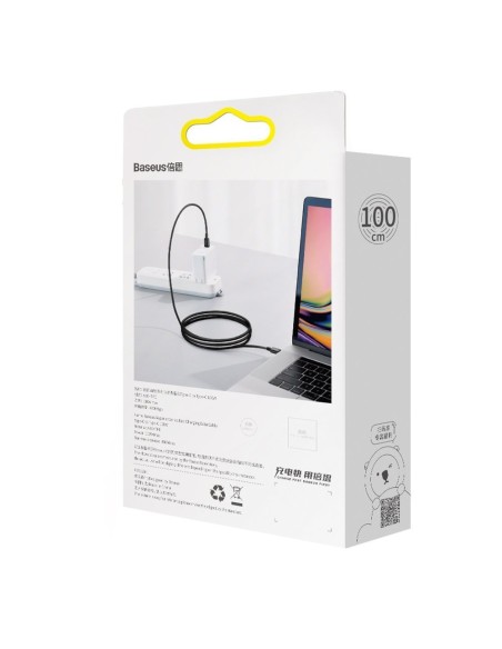 Puikus kabelis USB-C USB-C greito įkrovimo FCP 100W 5A 20V 1m juodas Puikus kabelis USB-C USB-C greito įkrovimo FCP 100W 5A 20V 1m juodas