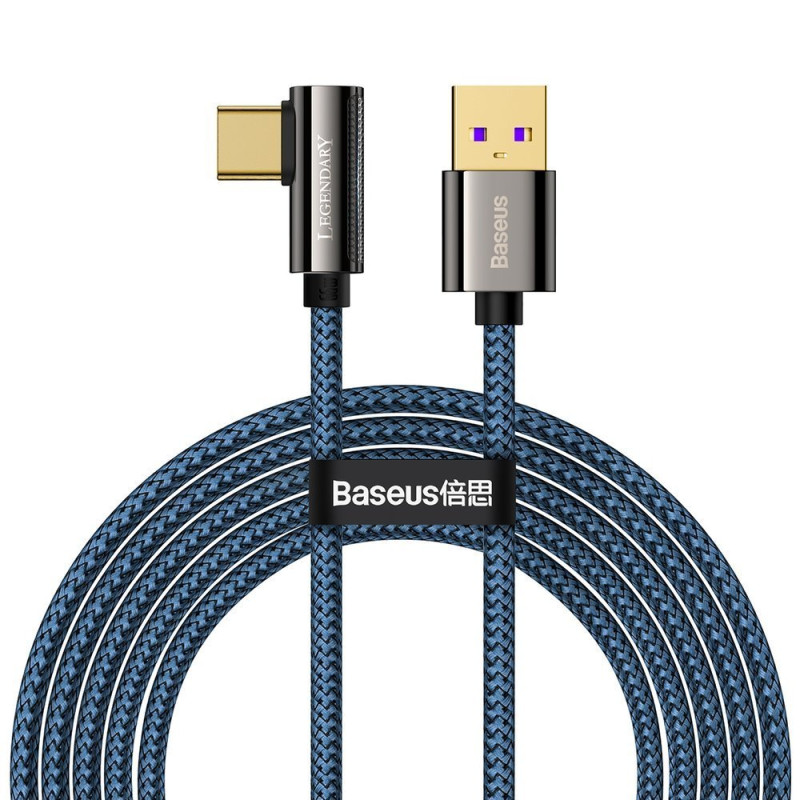 Legendinis kampuotas USB laidas žaidėjams USB-C 66W 2m mėlynas