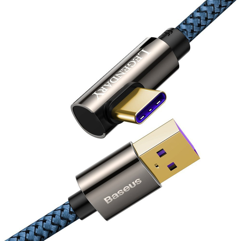 Legendinis kampuotas USB laidas žaidėjams USB-C 66W 2m mėlynas